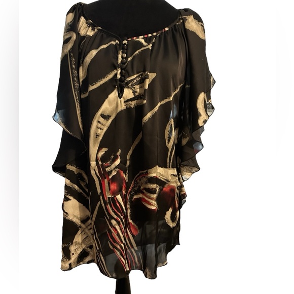 Black Rainn Tops - Black Rainn sheer tunic top/dress/coverup. Versatile. Striking colors. Sz Large